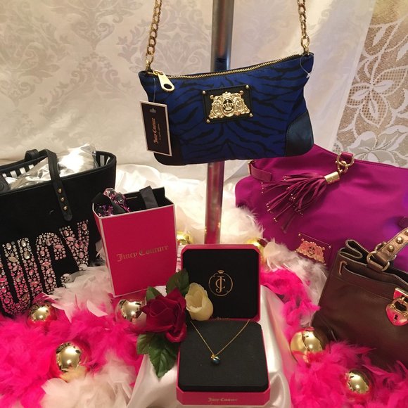 Juicy Couture Handbags - RARE AMAZING vintage brand new zebra print purse and sapphire blue necklace set!
